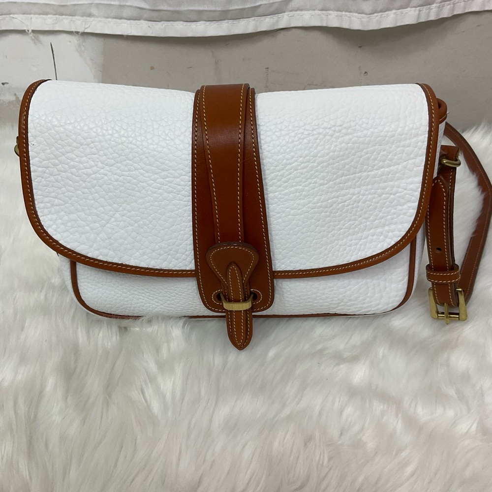 Dooney & Bourke Vintage Women's White and Tan Leather Crossbody Shoulder Bag - - Picture 5 of 11